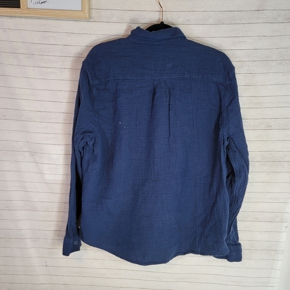 LUCKY BRAND DARK BLUE CRINKLE BUTTON DOWN, SZ XL - Picture 11 of 14